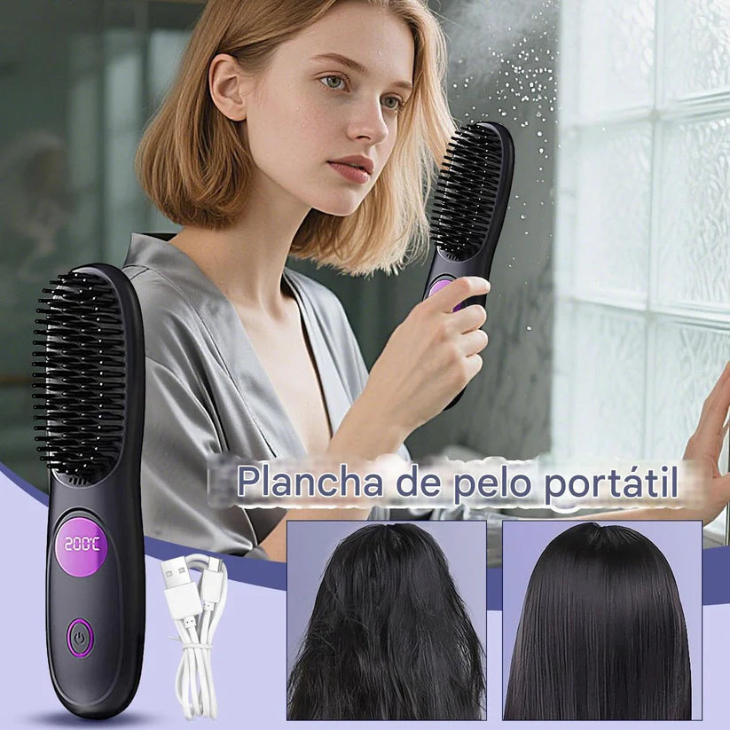 Cepillo Alisador Portátil - Di adiós al cabello con frizz y consigue un alisado perfecto en minutos