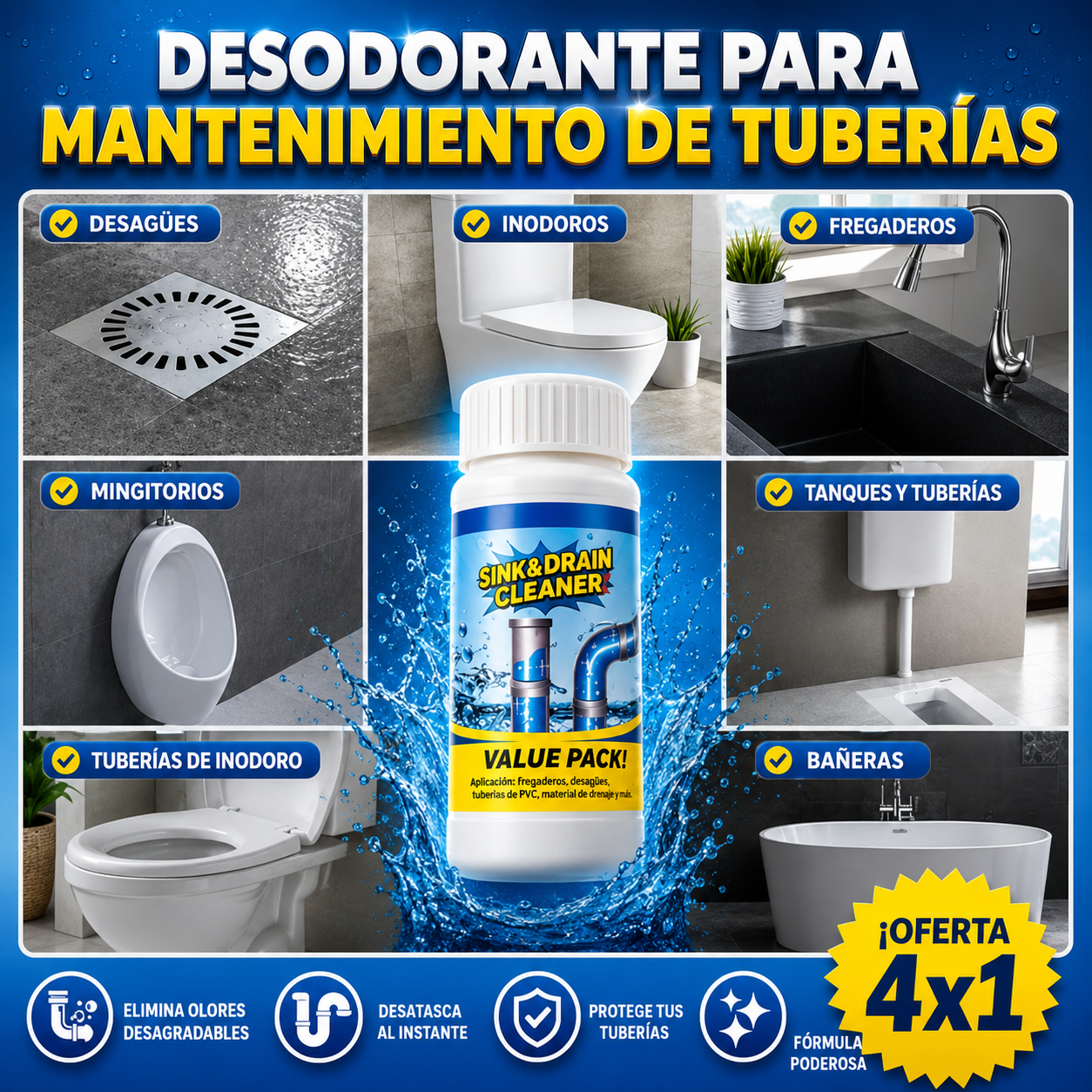 ¿Cañería tapada? DrainForce Pro™ la destapa en segundos — y te llevas 4 por el precio de 1 🔥 Garantía total de 30 días — sin preguntas, sin riesgo