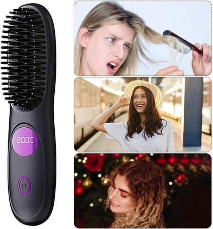 Cepillo Alisador Portátil - Di adiós al cabello con frizz y consigue un alisado perfecto en minutos