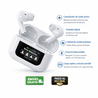 🎧 AIRPODS PRO CON PANTALLA Y CANCELACIÓN DE RUIDO + x1 CABLE USB-C 🔥 ÚLTIMAS UNIDADES EN STOCK