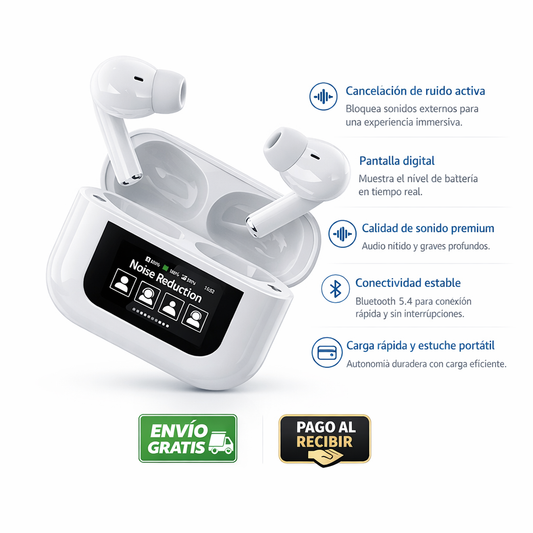 🎧 AIRPODS PRO CON PANTALLA Y CANCELACIÓN DE RUIDO + x1 CABLE USB-C 🔥 ÚLTIMAS UNIDADES EN STOCK
