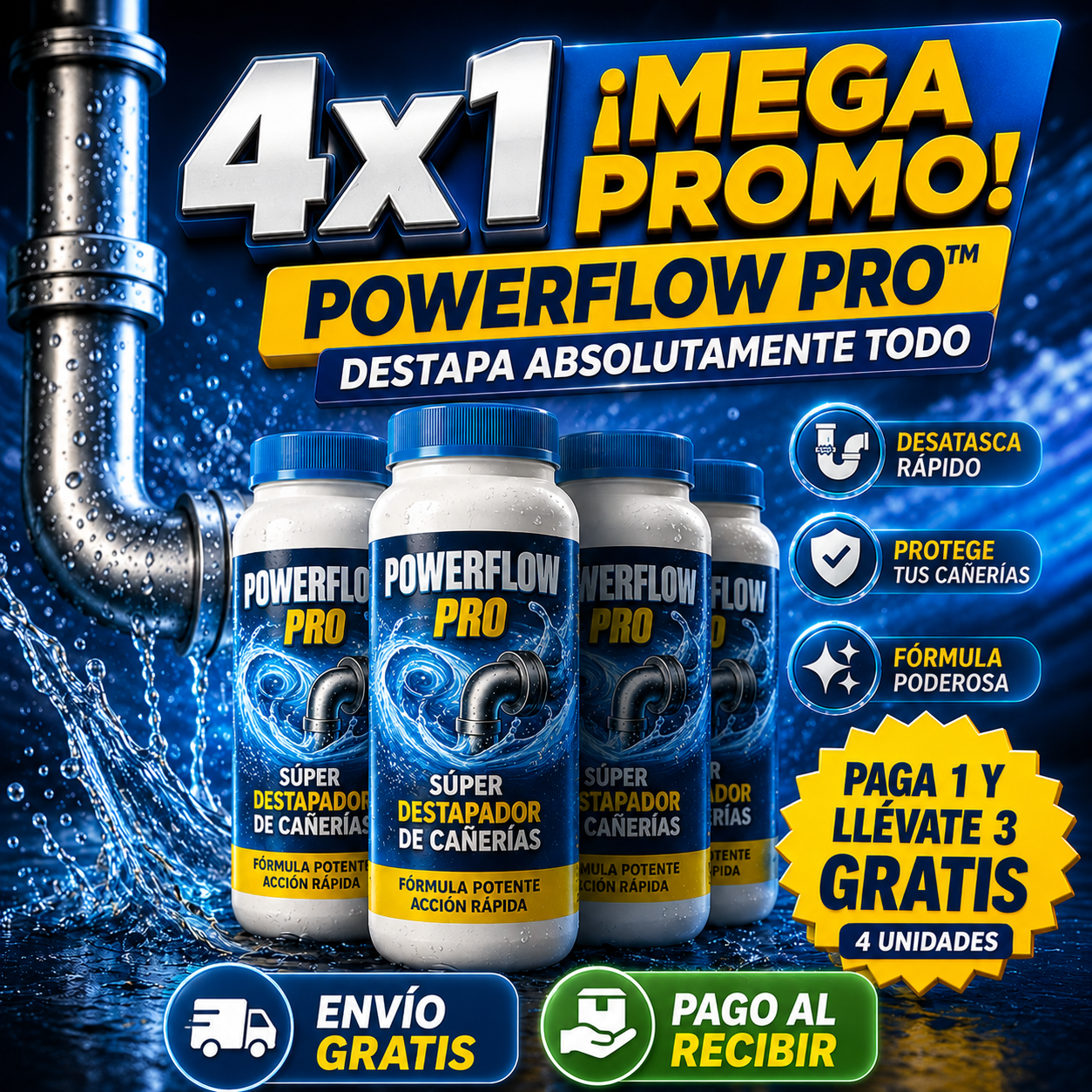 ¿Cañería tapada? DrainForce Pro™ la destapa en segundos — y te llevas 4 por el precio de 1 🔥 Garantía total de 30 días — sin preguntas, sin riesgo