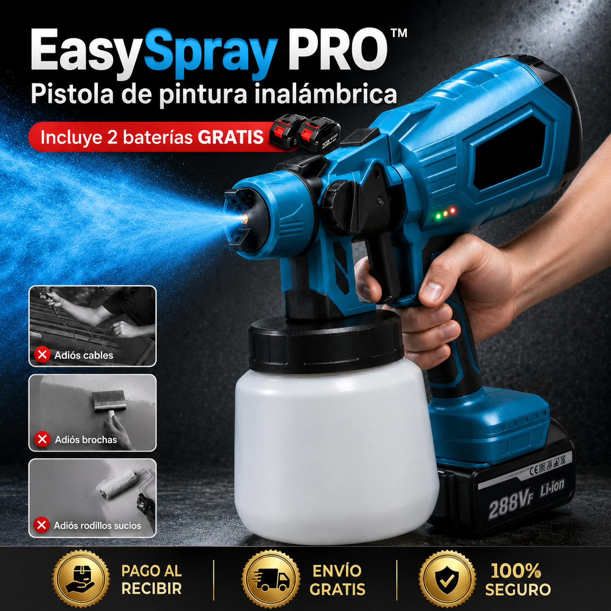 EasySpray PRO™ Pistola de pintura inalámbrica ¡Incluye 2 baterías GRATIS!