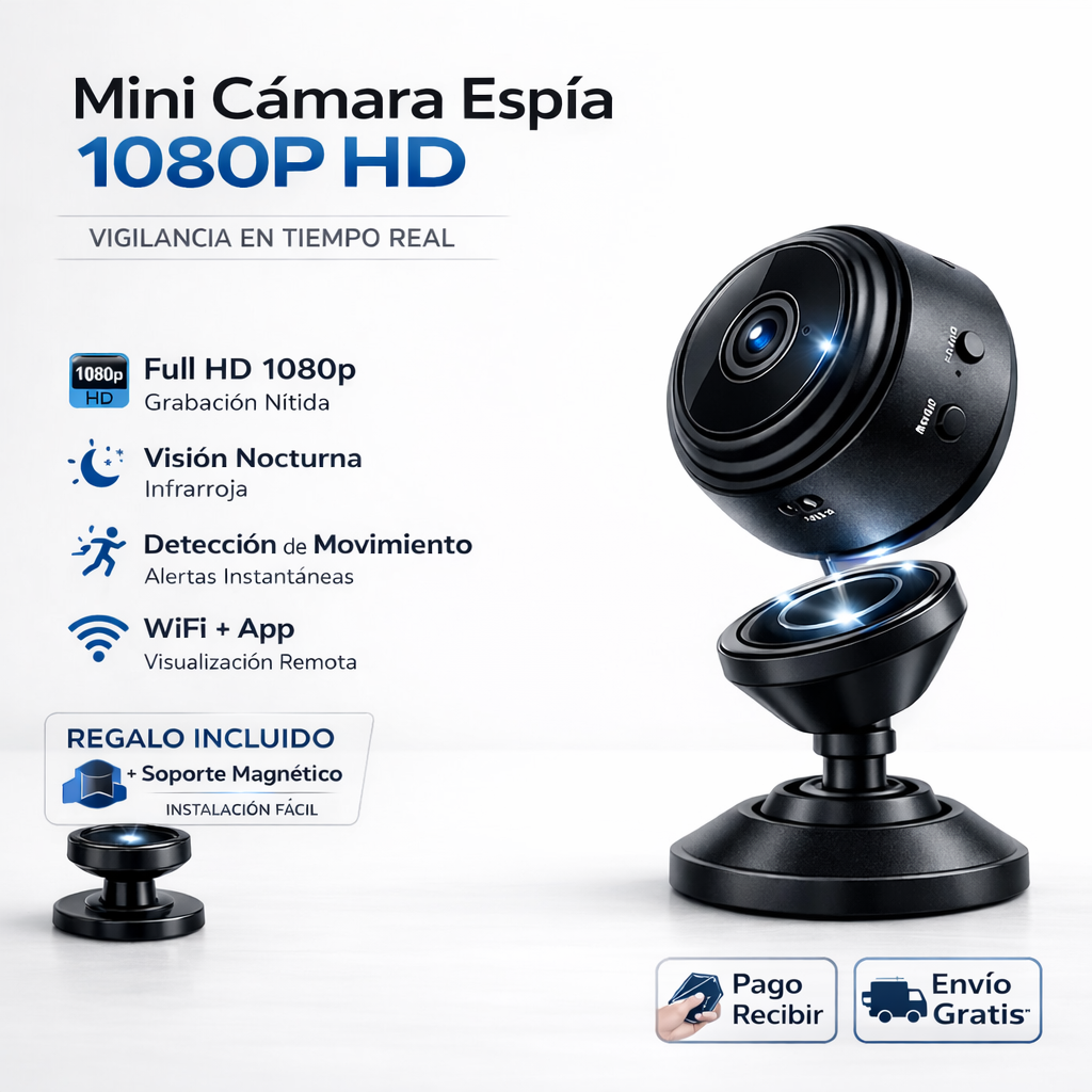 📹 Mini Cámara 1080P HD con Soporte Magnético GRATIS + visión nocturna 🔥