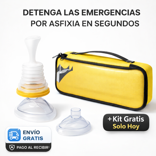 🚑 KIT DE RESCATE ANTIASFIXIA -  MASCARILLAS (UNA PARA ADULTO Y OTRA PARA NIÑOS) + DISPOSITIVO DE SUCCÍON + BOLSA DE VIAJE + MANUAL DE INSTRUCCIONES 🔥