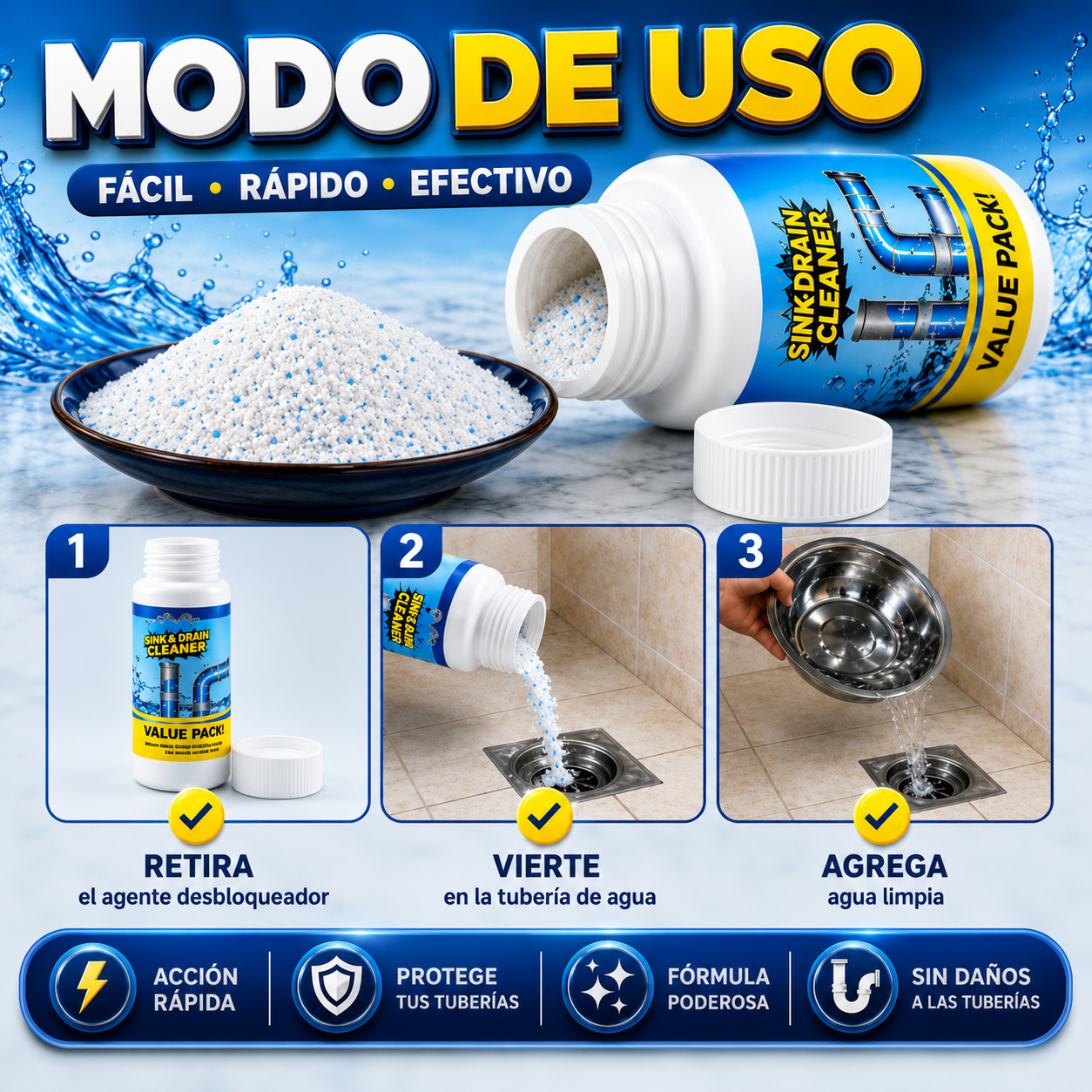 ¿Cañería tapada? DrainForce Pro™ la destapa en segundos — y te llevas 4 por el precio de 1 🔥 Garantía total de 30 días — sin preguntas, sin riesgo
