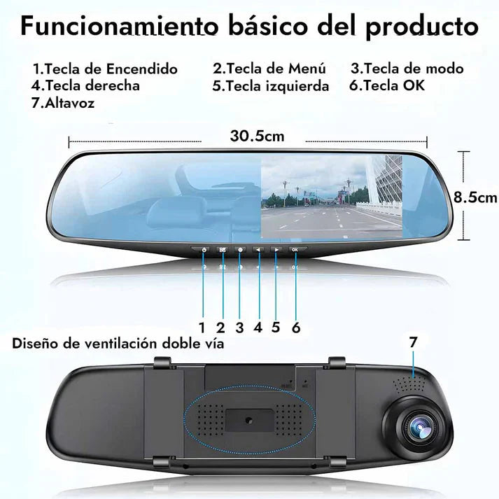 ⚠️ DRIVEX™ Full HD 1080p | Protégete de Accidentes, Robos y Fraudes con el Retrovisor con Cámara que lo Graba Todo + 🎁 Regalo Exclusivo