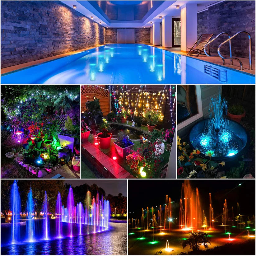 AquaGlow™ Pro Luces LED Sumergibles — Transformación Automática 16 Colores + Mando + ENVÍO GRATIS